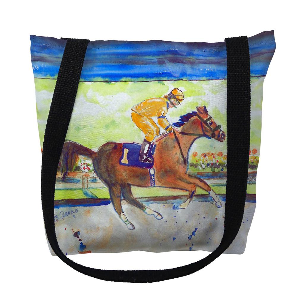Racing Horse Gold Large Tote Bag 18x18. Picture 1