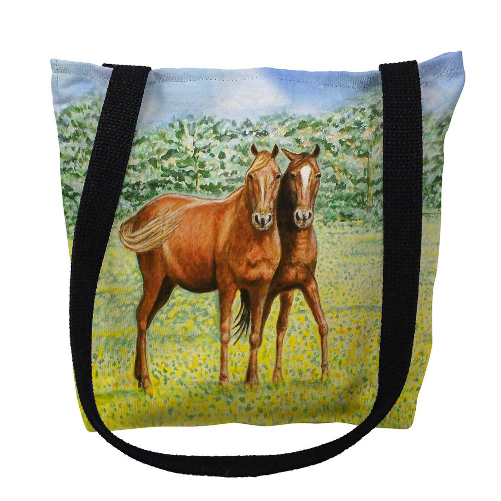 Two Horses Large Tote Bag 18x18. Picture 1