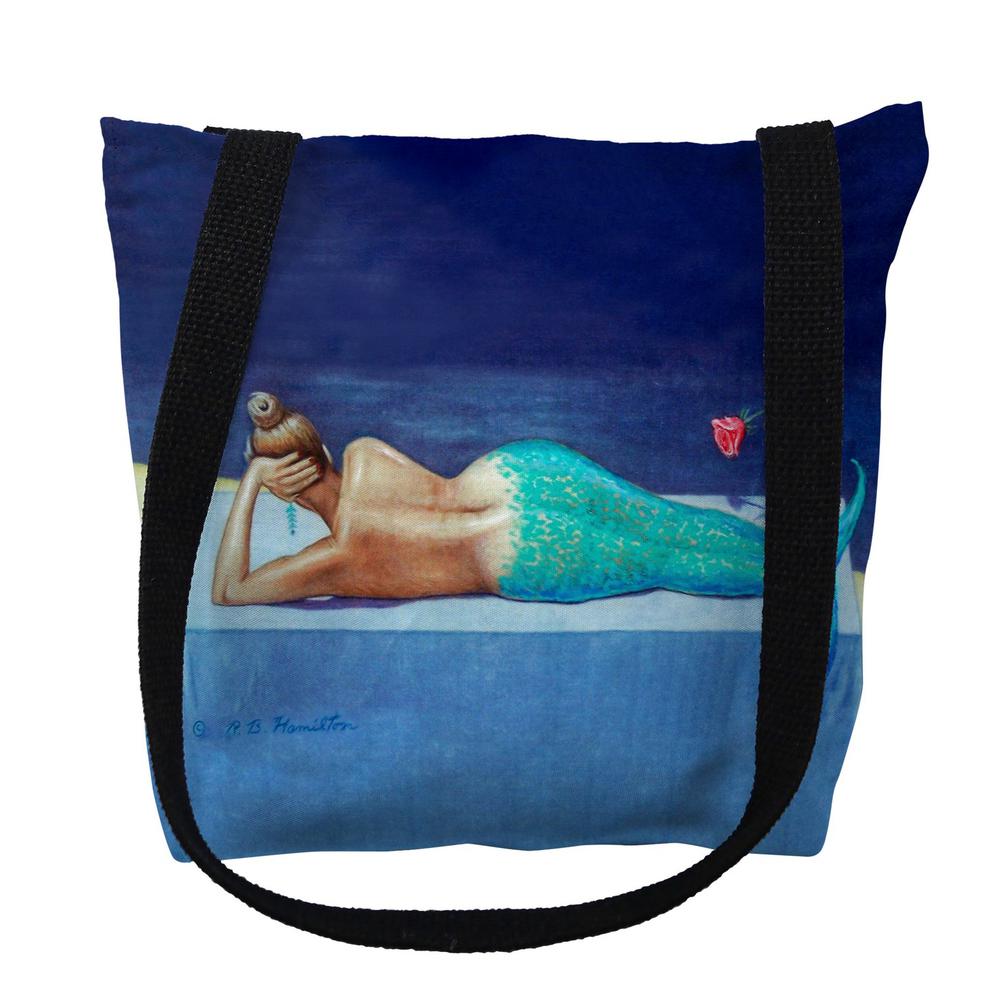 Mermaid Left Large Tote Bag 18x18. Picture 1