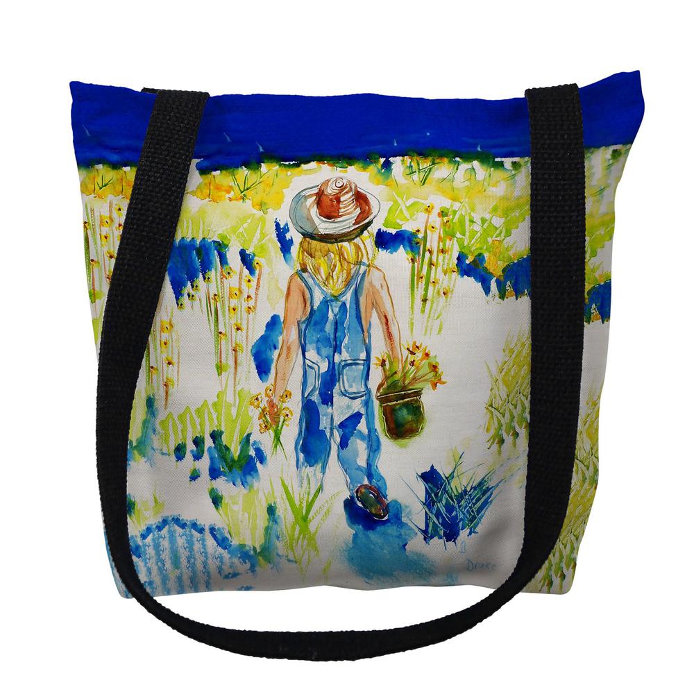 Garden Girl Large Tote Bag 18x18. Picture 1