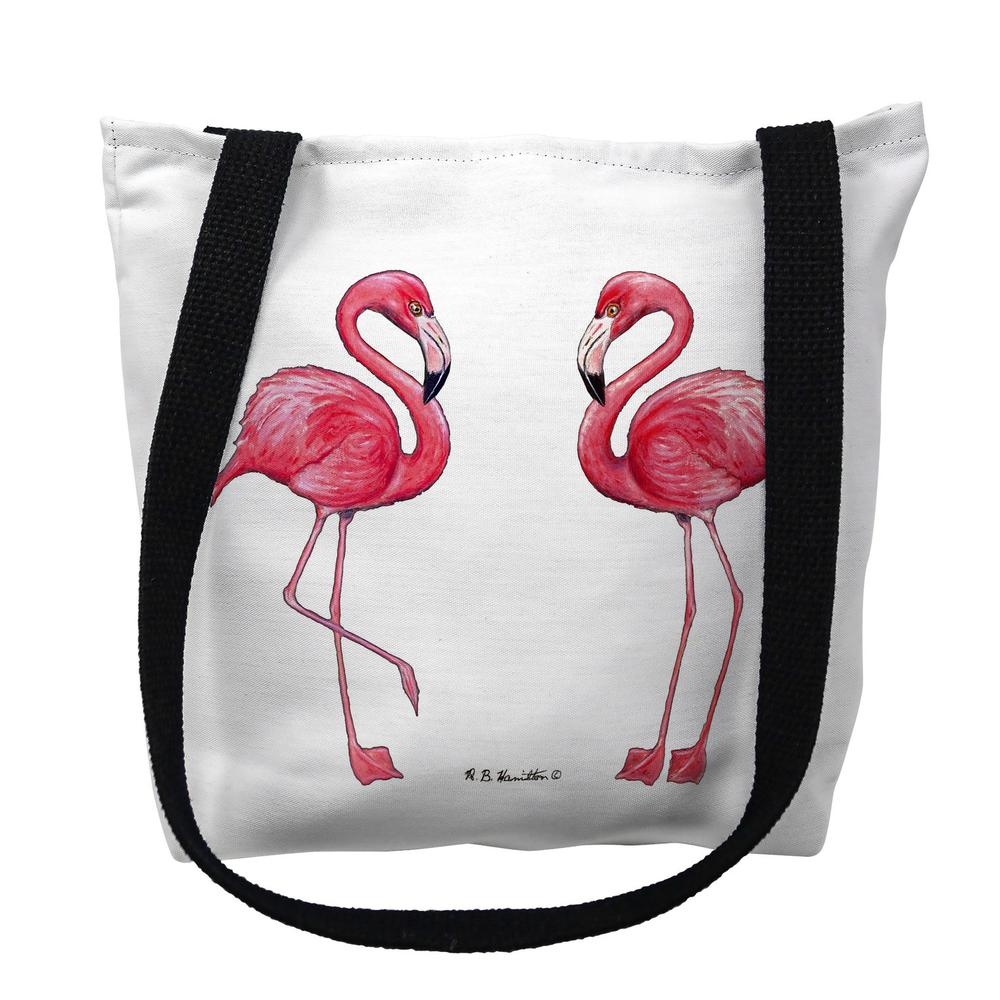 Flamingo White Background Large Tote Bag 18x18. Picture 1