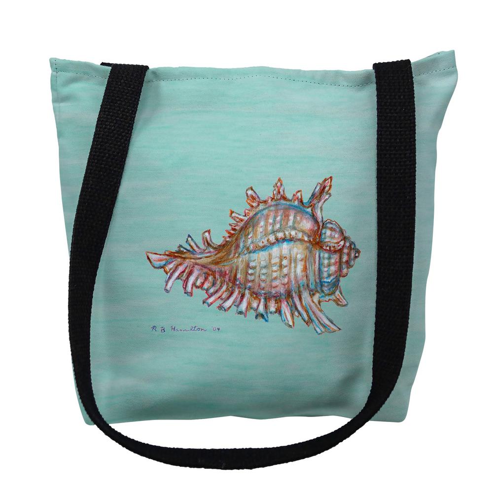 Conch on Aqua Large Tote Bag 18x18. Picture 1