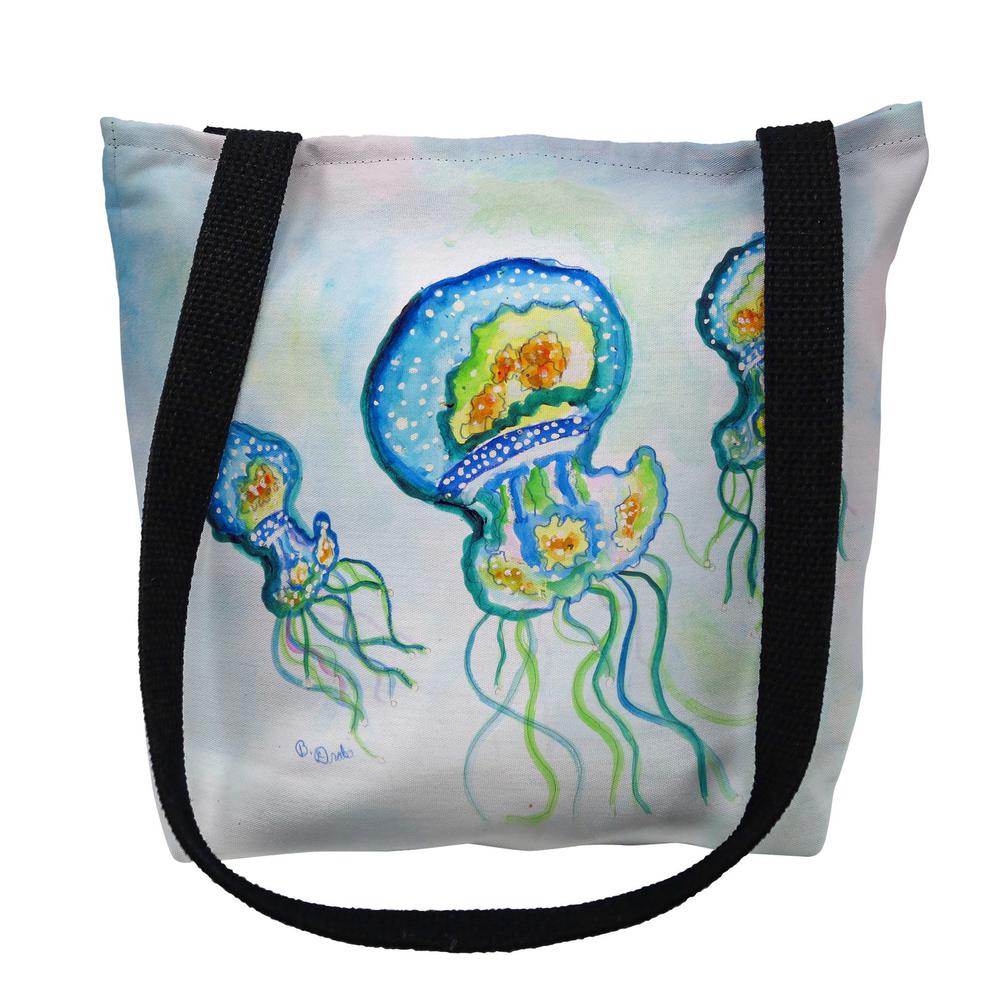 Three Jellyfish Medium Tote Bag 16x16. Picture 1
