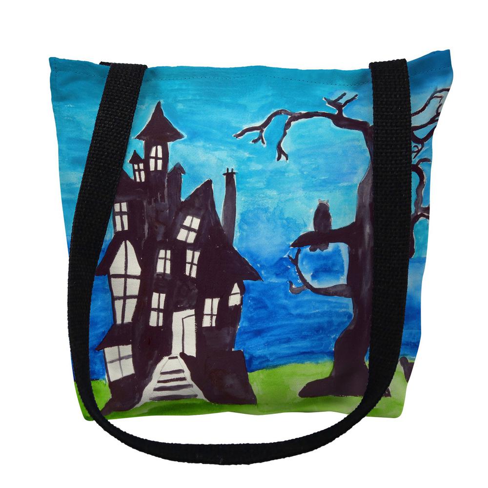 Haunted House Small Tote Bag 13x13. Picture 1