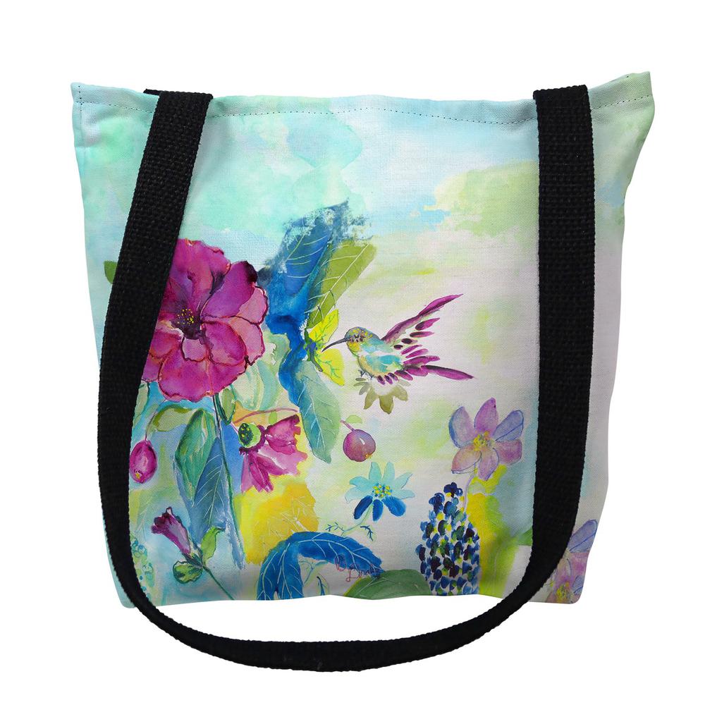 Hummingbird & Garden Large Tote Bag 18x18. Picture 1