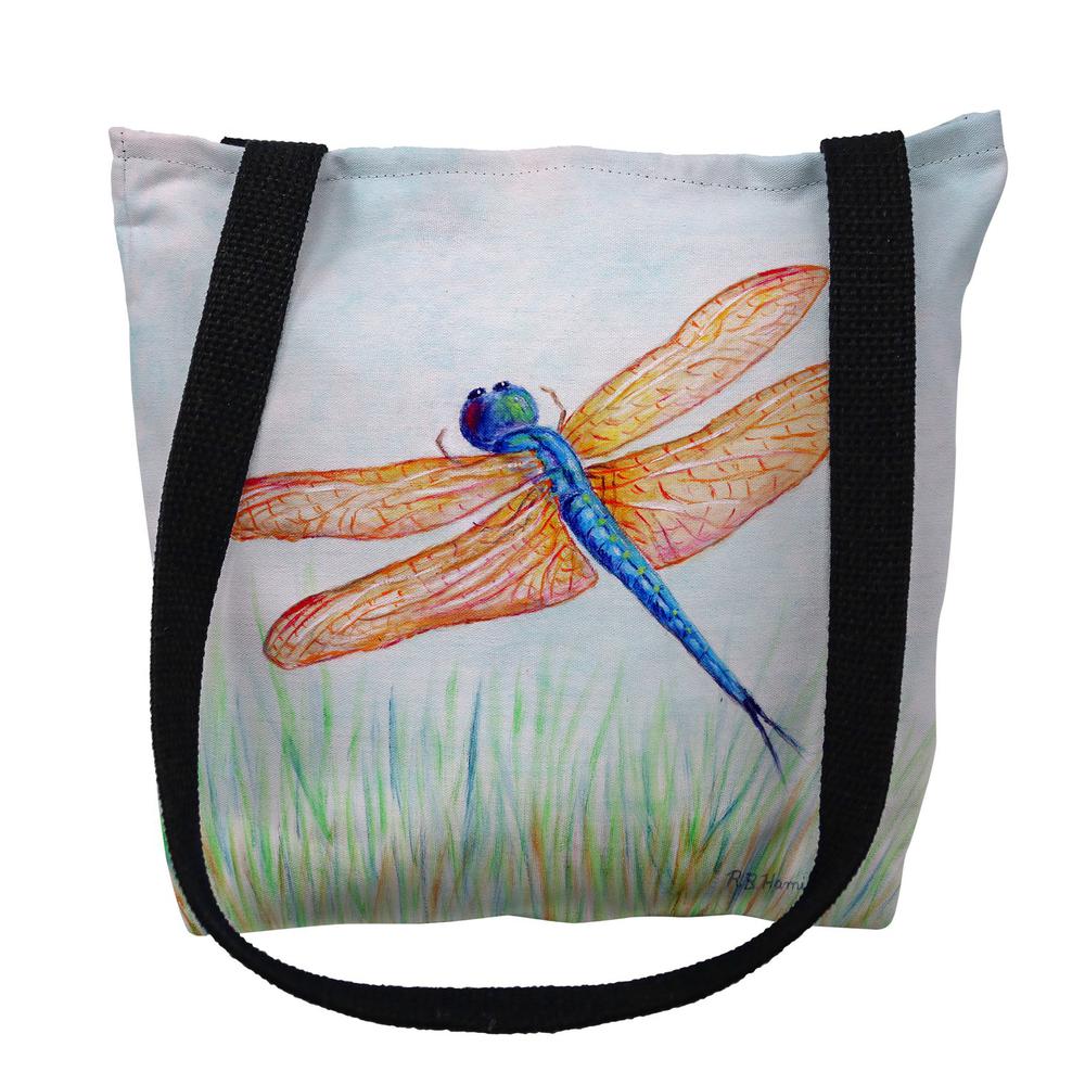 Amber & Blue Dragonfly Small Tote Bag 13x13. Picture 1