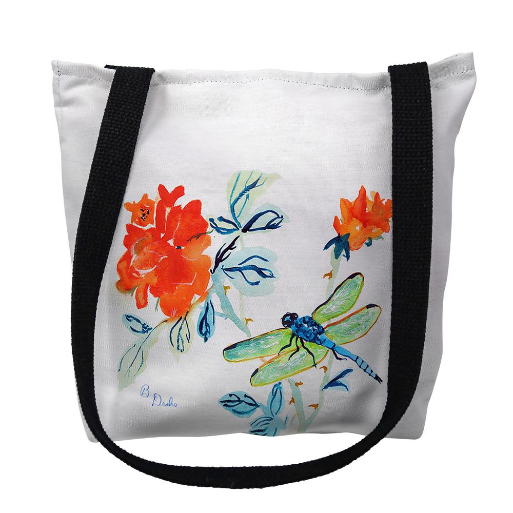 Dragonfly & Red Flower Large Tote Bag 18x18. Picture 1