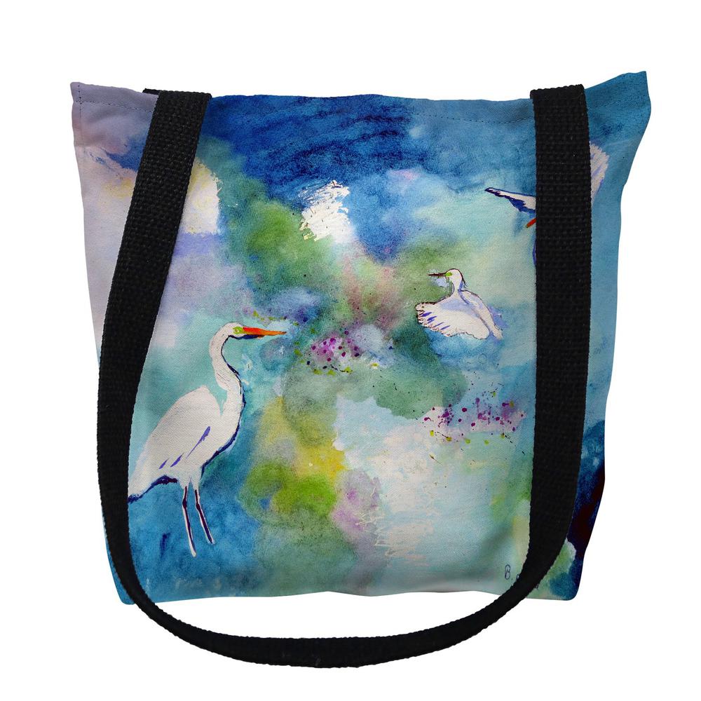 Three Egrets Large Tote Bag 18x18. Picture 1