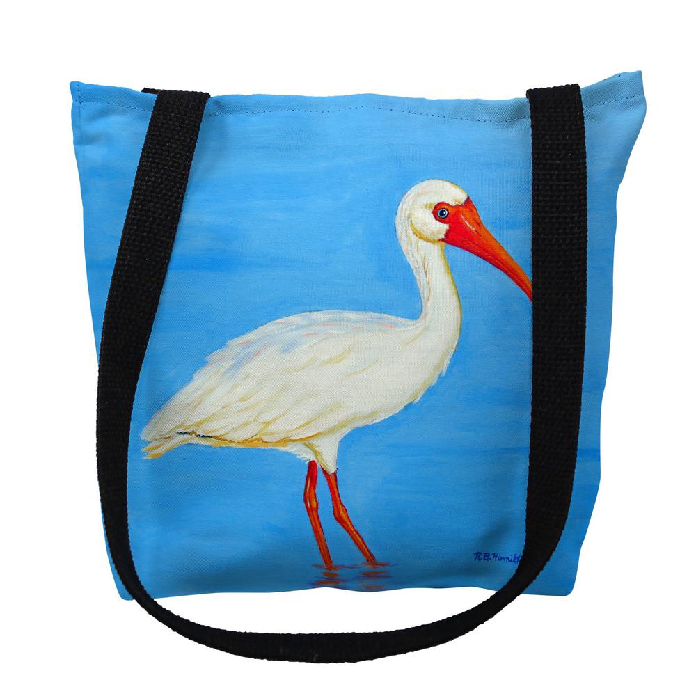 Posing White Ibis Small Tote Bag 13x13. Picture 1