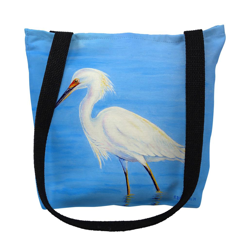 Stalking Snowy Egret Large Tote Bag 18x18. Picture 1