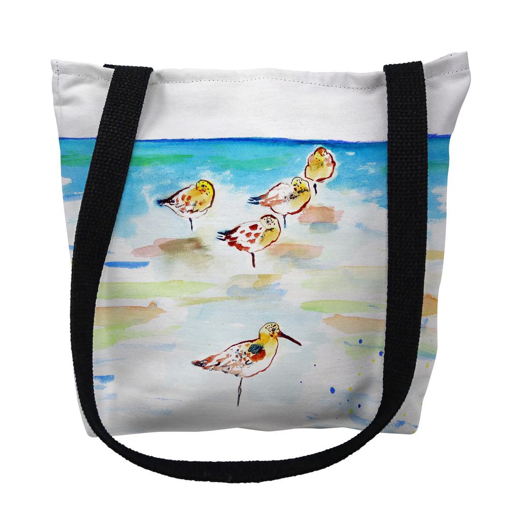 Five Sanderlings Small Tote Bag 13x13. Picture 1