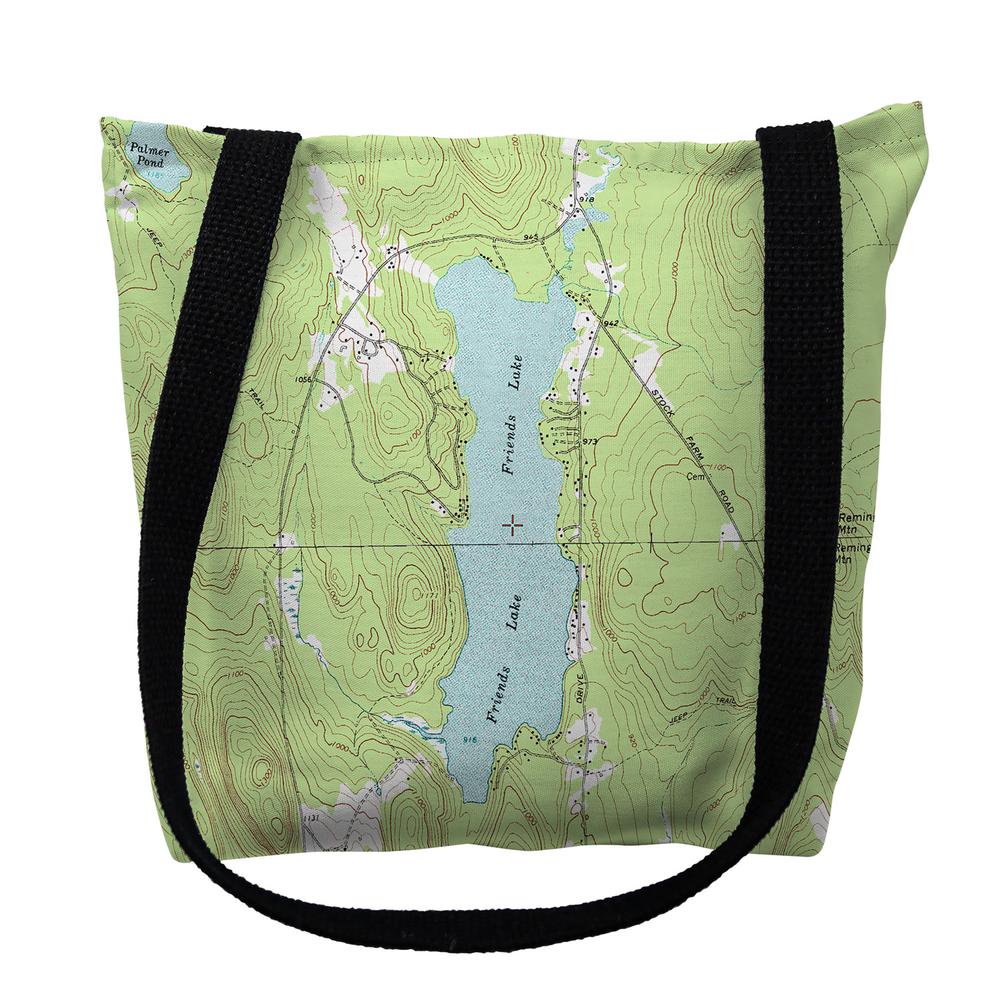 Friends Lake, Adirondacks, NY Nautical Map Medium Tote Bag 16x16. Picture 1