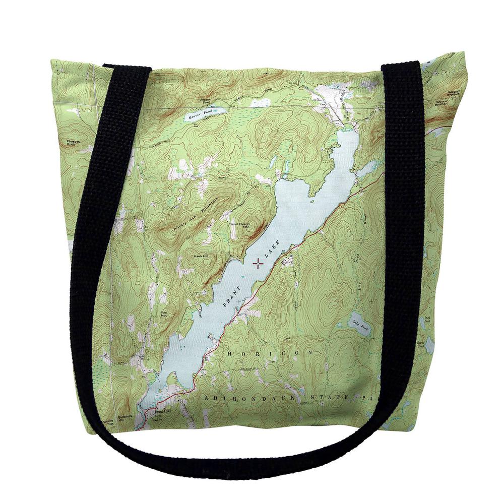 Brant Lake NY Nautical Map Medium Tote Bag 16x16. Picture 1