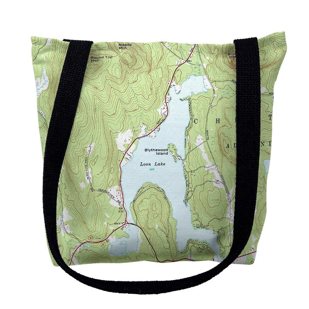 Loon Lake, Chestertown, NY Nautical Map Medium Tote Bag 16x16. Picture 1