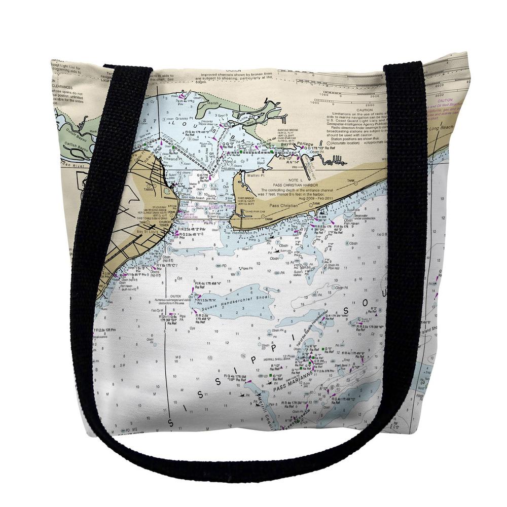St Louis Bay, MS Nautical Map Medium Tote Bag 16x16. Picture 1