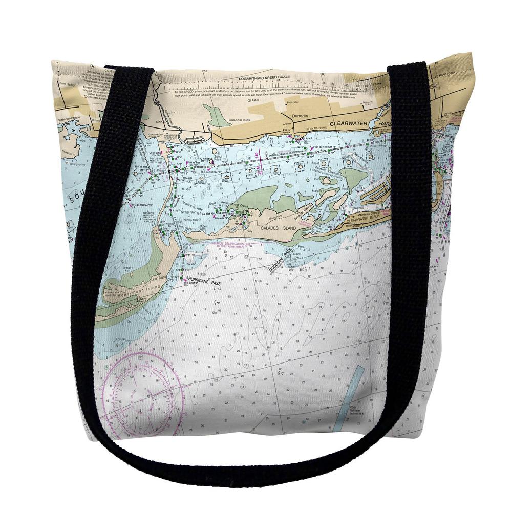 Clearwater Harbor, FL Nautical Map Medium Tote Bag 16x16. Picture 1