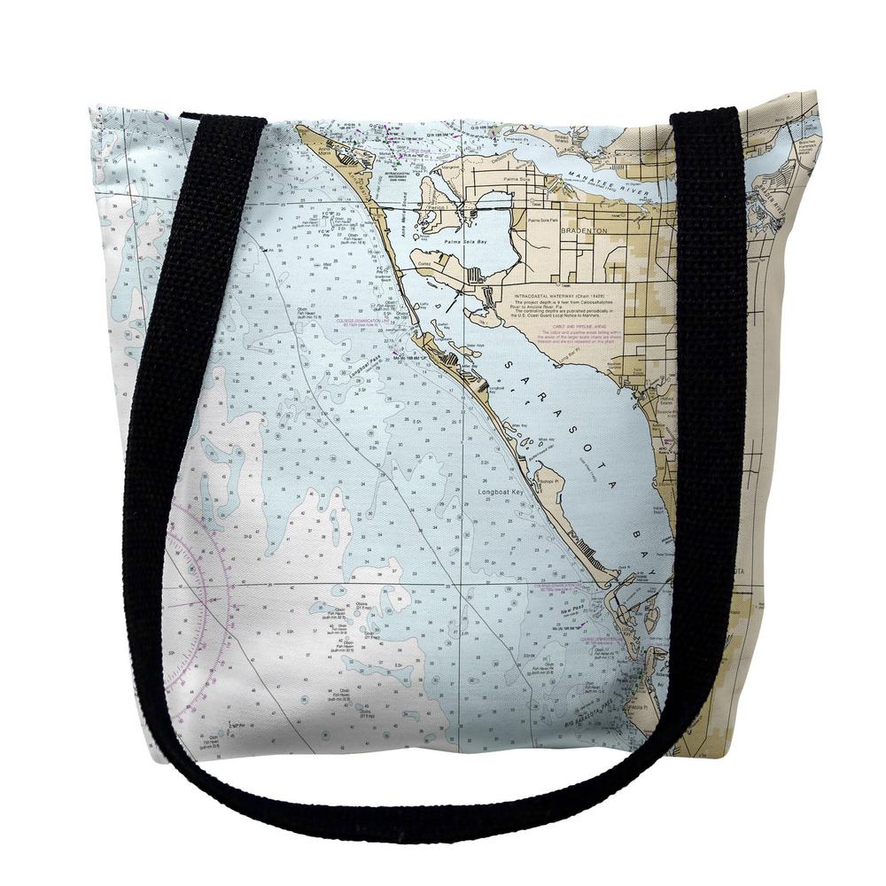 Sarasota Bay, FL Nautical Map Medium Tote Bag 16x16. Picture 1