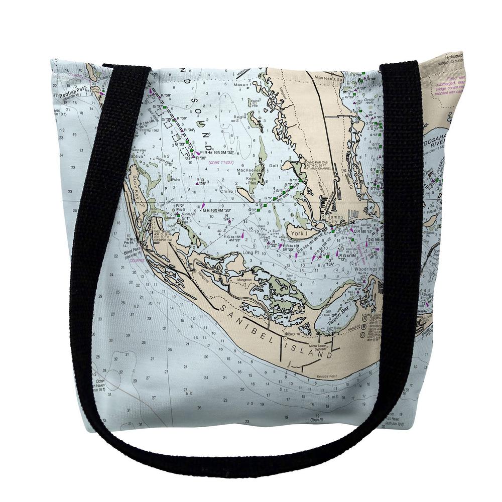 Sanibell Island, FL Nautical Map Medium Tote Bag 16x16. Picture 1