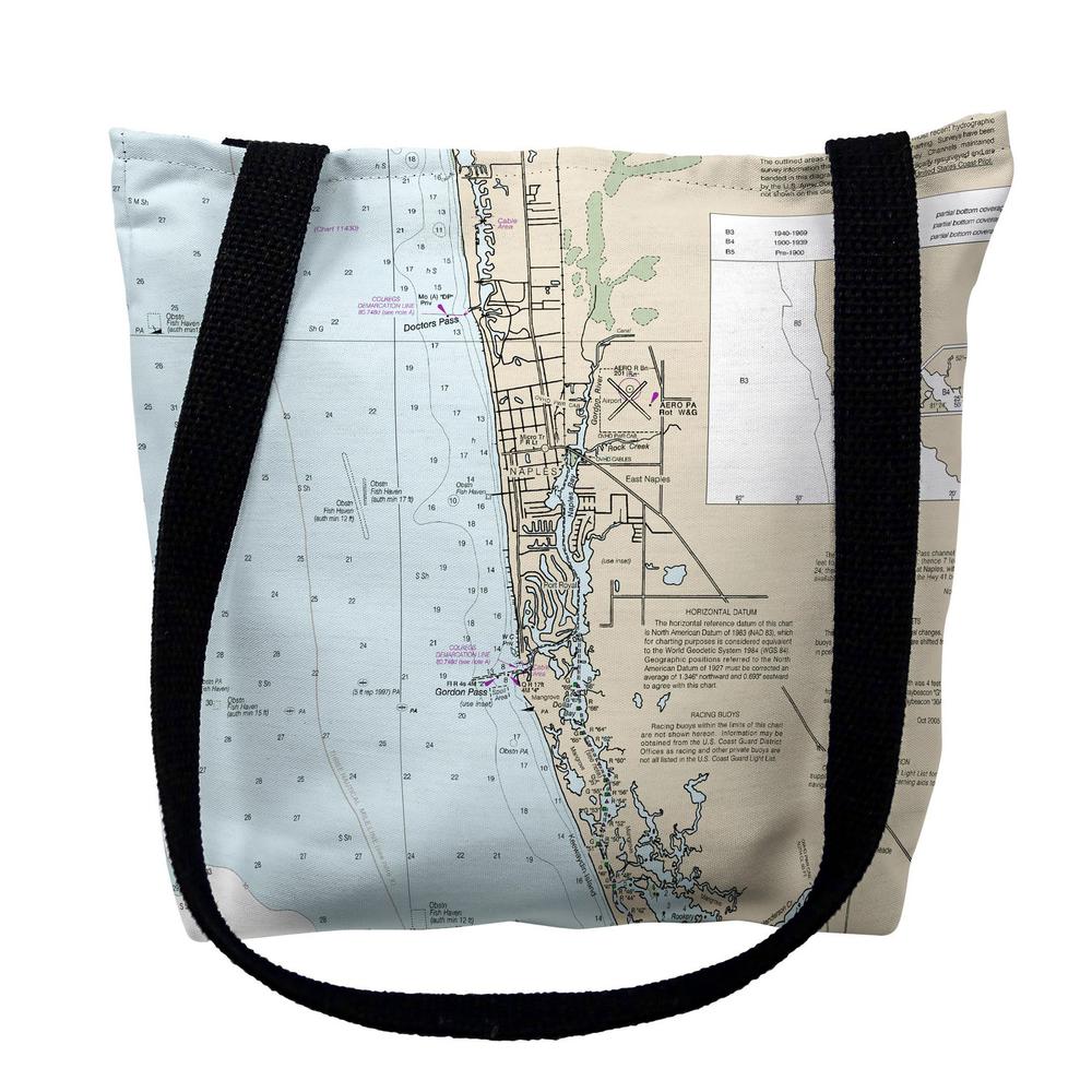 Naples Bay, FL Nautical Map Medium Tote Bag 16x16. Picture 1