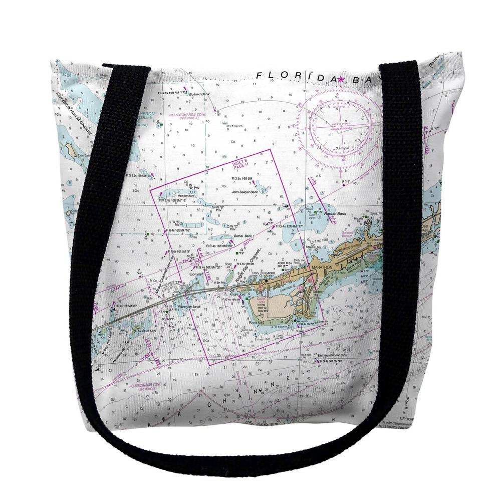 Miami to Marathon & Florida Bay, FL Nautical Map Medium Tote Bag 16x16. Picture 1