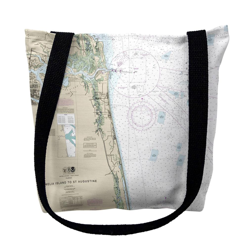 Amelia Island to Saint Augustine, FL Nautical Map Medium Tote Bag 16x16. Picture 1