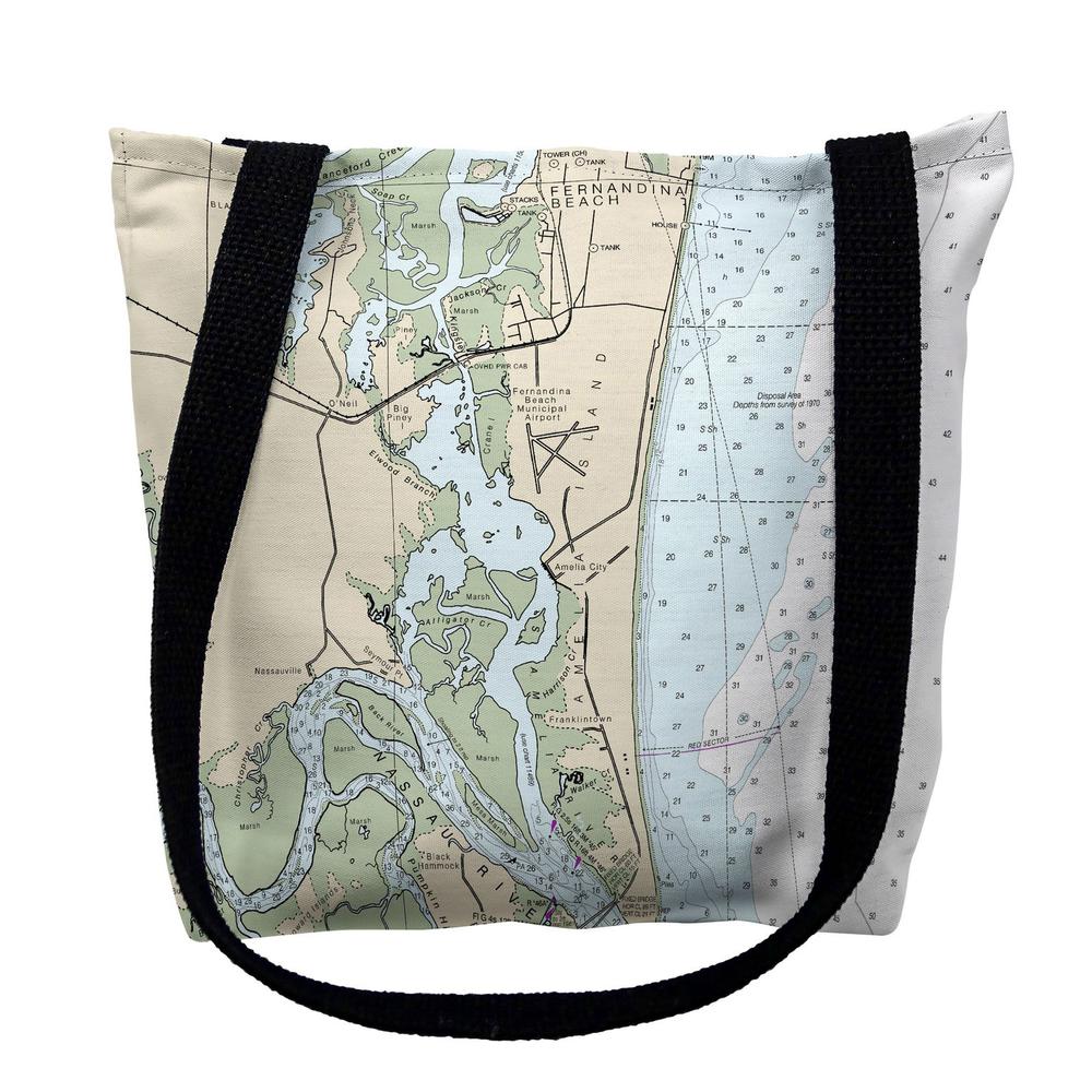 Amelia Island, FL Nautical Map Medium Tote Bag, 16x16. Picture 1