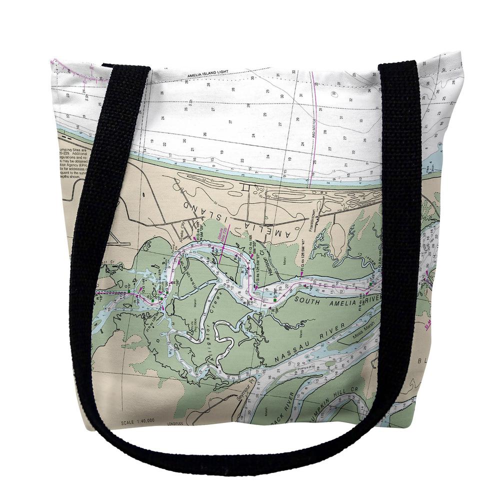 Amelia Island, FL Nautical Map Medium Tote Bag 16x16. Picture 1