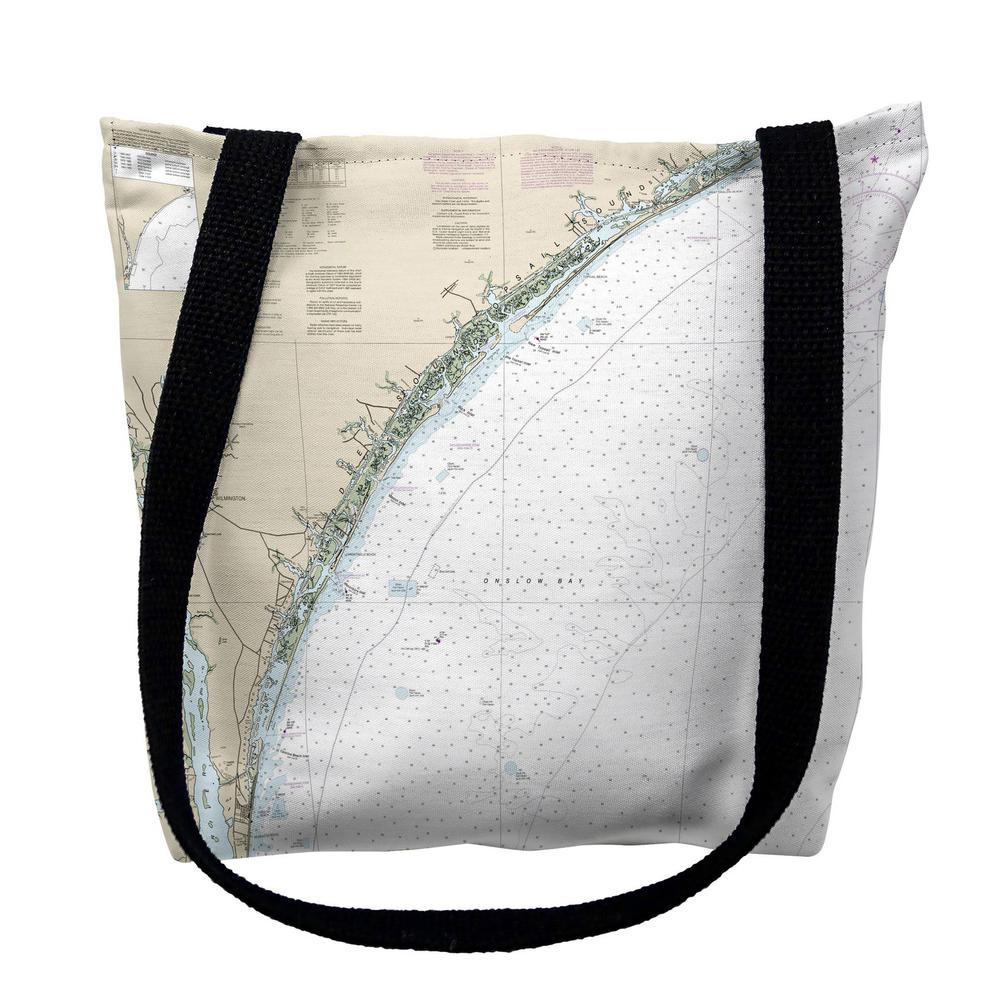New River Inlet to Cape Fear - Topsail, NC Nautical Map Medium Tote Bag 16x16. Picture 1