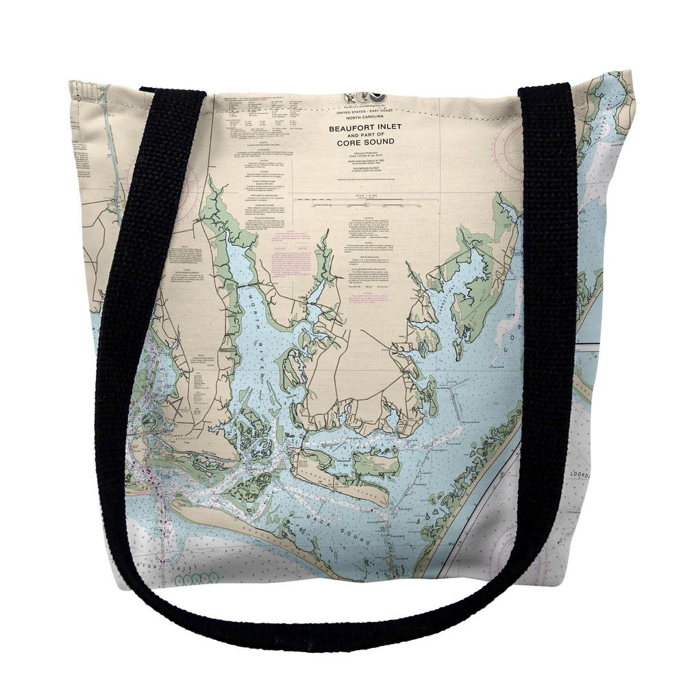Beaufort Inlet and Part of Core Sound, NC Nautical Map Medium Tote Bag 16x16. Picture 1