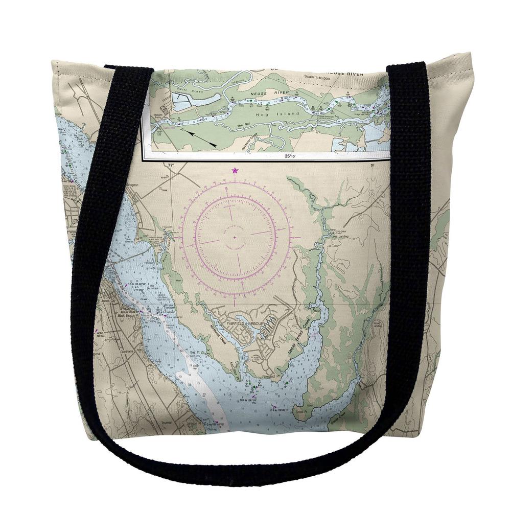 New Bern, Neuse River, NC Nautical Map Medium Tote Bag 16x16. Picture 1