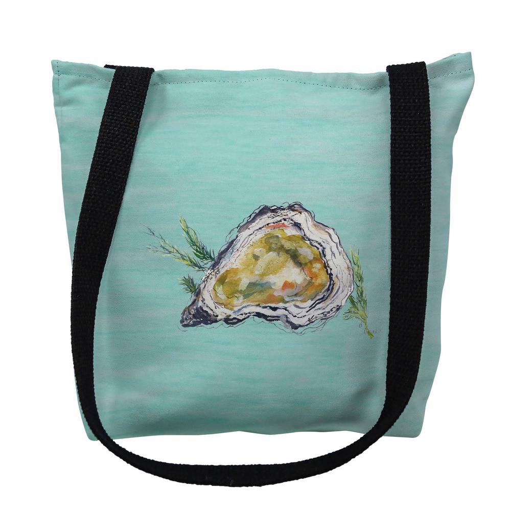 Oyster Shell on Aqua Small Tote Bag 13x13. Picture 1