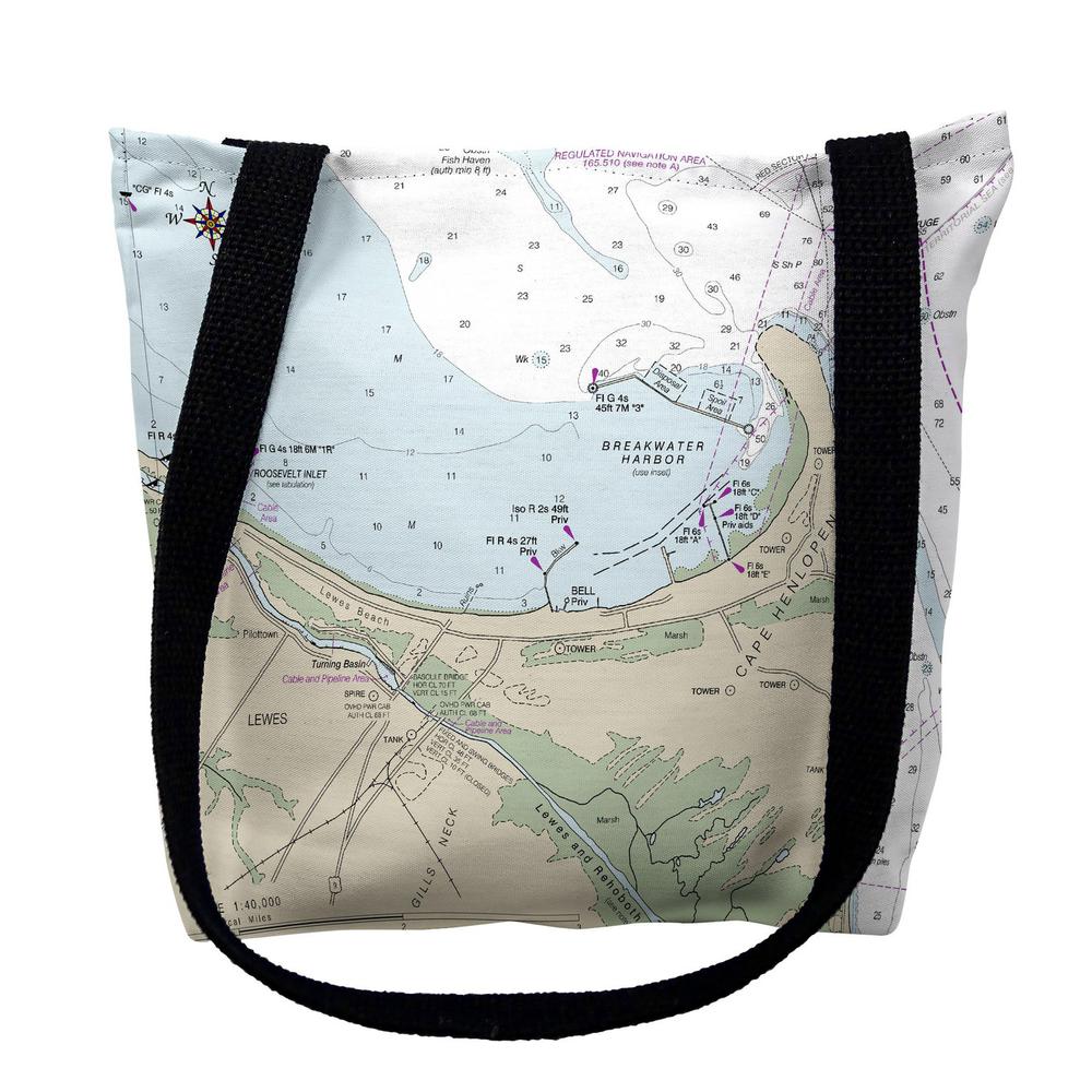 Lewes, DE Nautical Map Medium Tote Bag 16x16. Picture 1