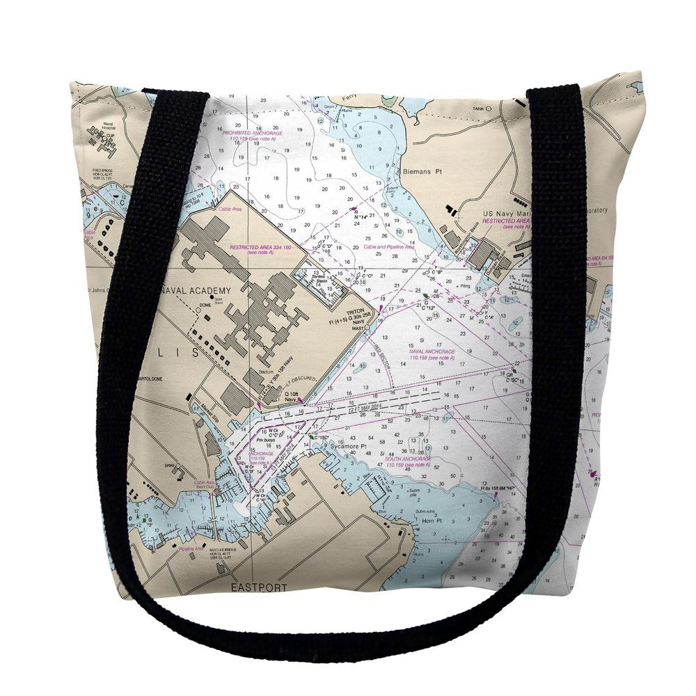 Annapolis, MD Nautical Map Medium Tote Bag 16x16. Picture 1