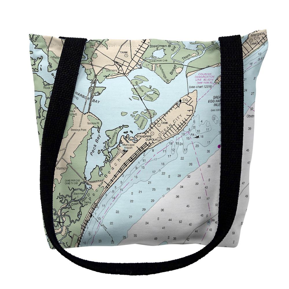 Ocean City, NJ Nautical Map Medium Tote Bag 16x16. Picture 1
