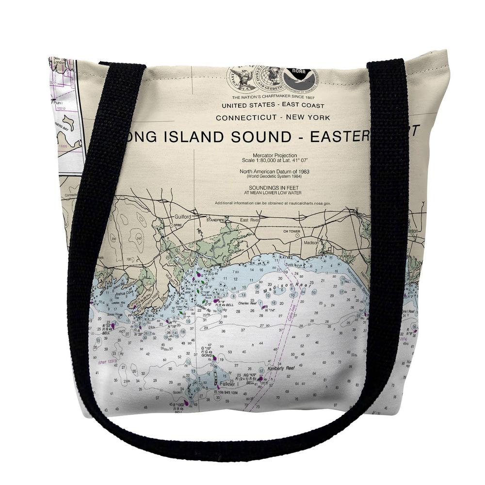 Long Island Sound - Eastern Part Detail, NY Nautical Map Medium Tote Bag 16x16. Picture 1