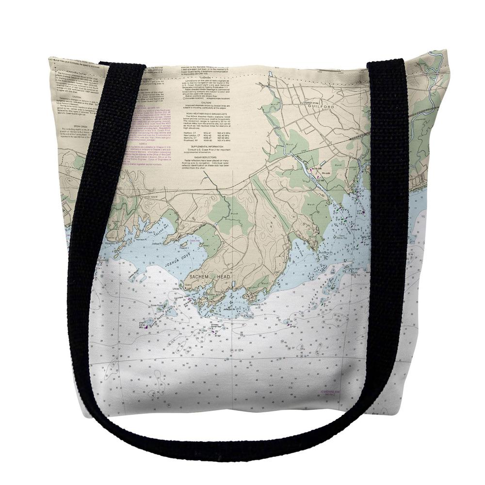 Guilford Point, CT Nautical Map Medium Tote Bag 16x16. Picture 1