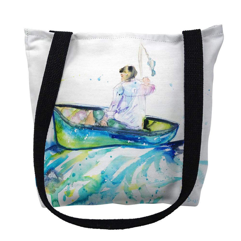 Boy in Boat Large Tote Bag 18x18. Picture 1