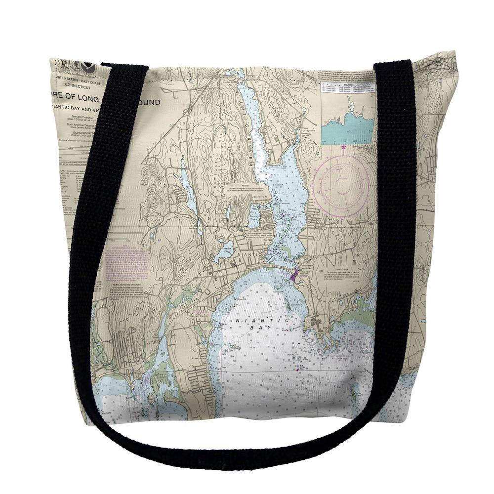 North Shore Long Island to Niantic Bay, CT Nautical Map Medium Tote Bag 16x16. Picture 1