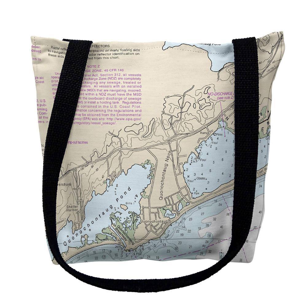 Block Island Sound - Quonochontaug, RI Nautical Map Medium Tote Bag 16x16. Picture 1