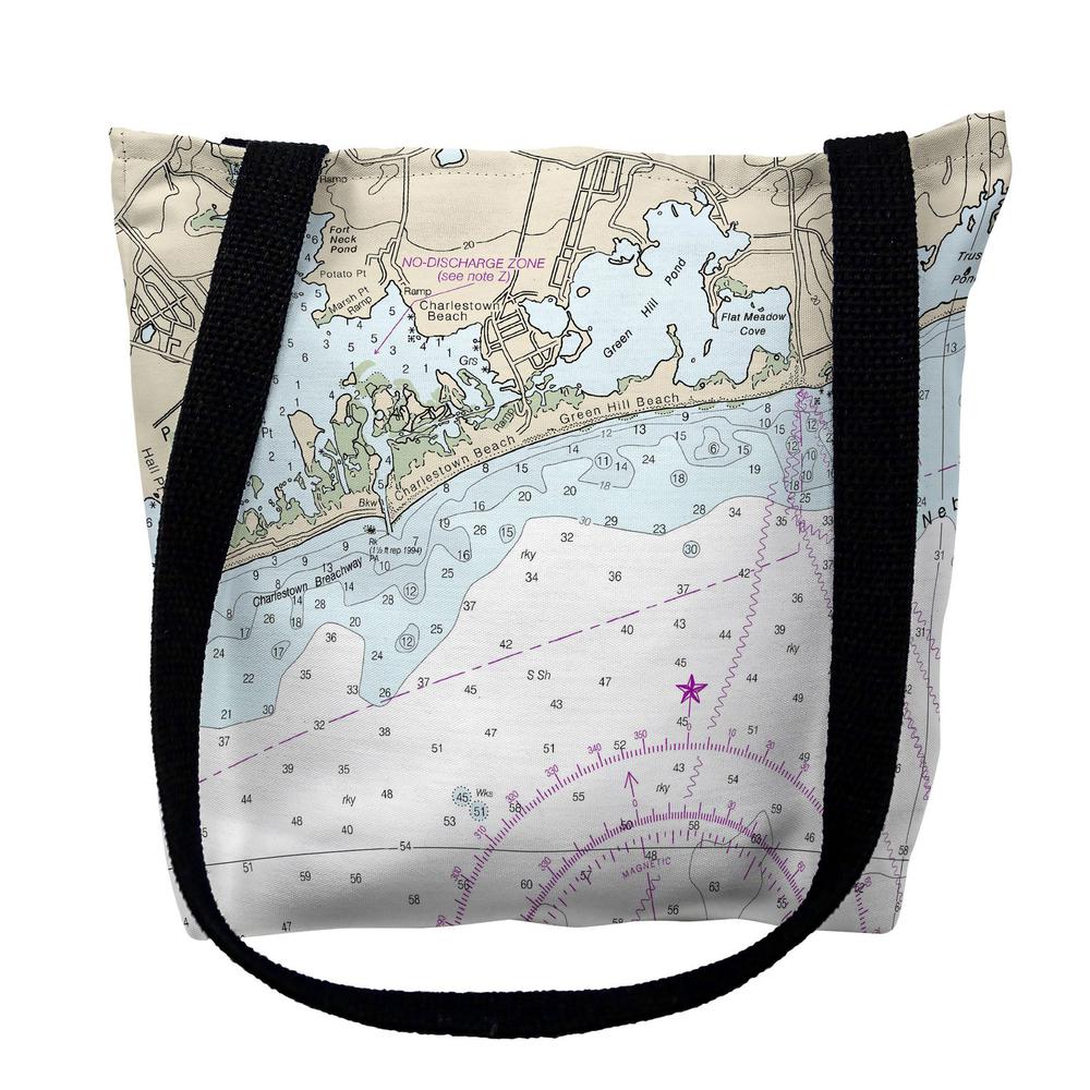 Block Island Sound - Charleston, RI Nautical Map Medium Tote Bag 16x16. Picture 1