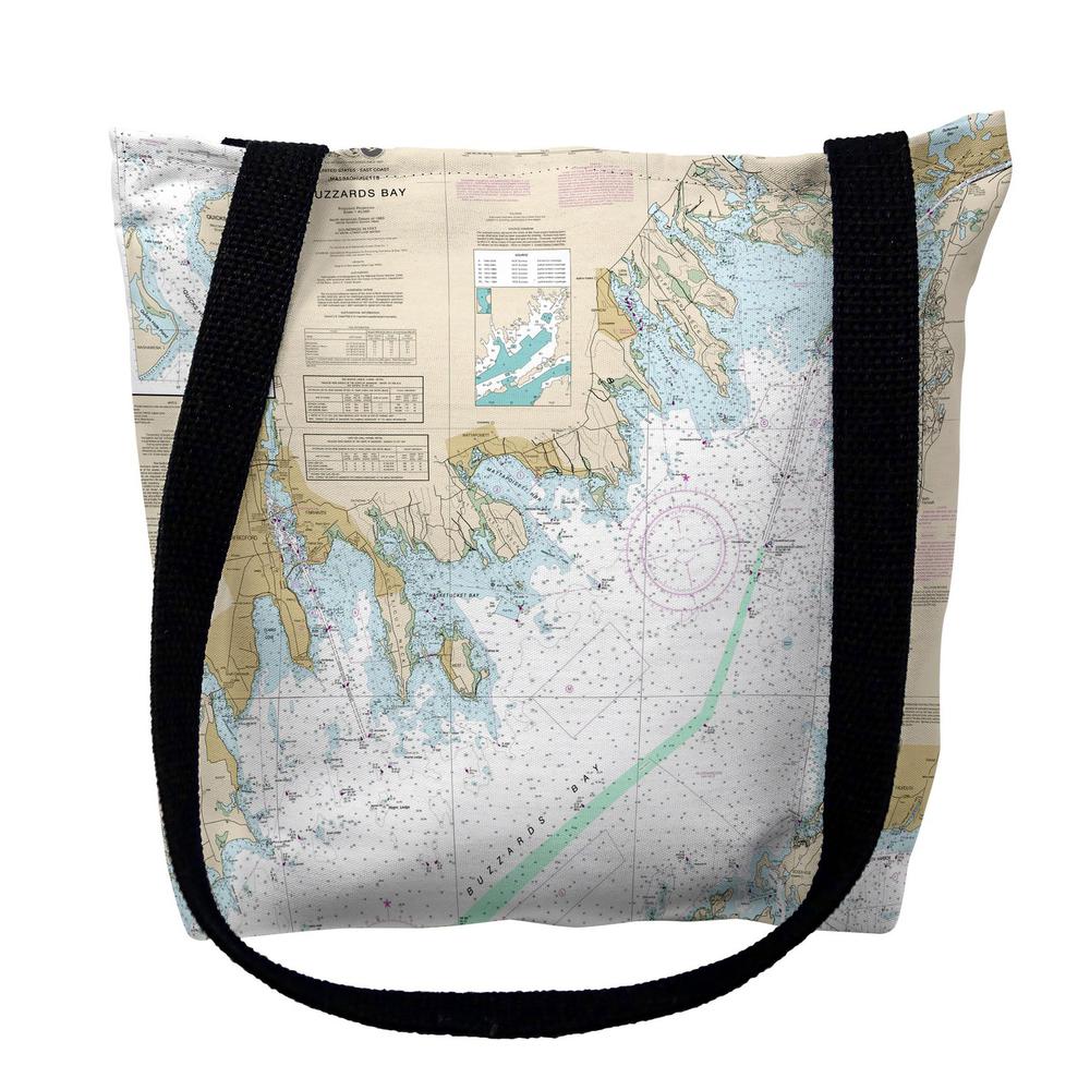 Buzzards Bay, MA Nautical Map Medium Tote Bag 16x16. Picture 1