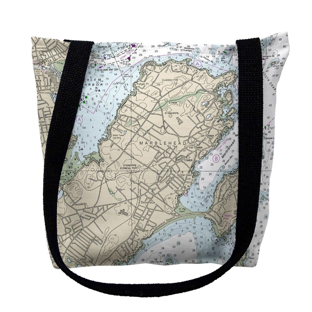 Marblehead, MA Nautical Map Medium Tote Bag 16x16. Picture 1