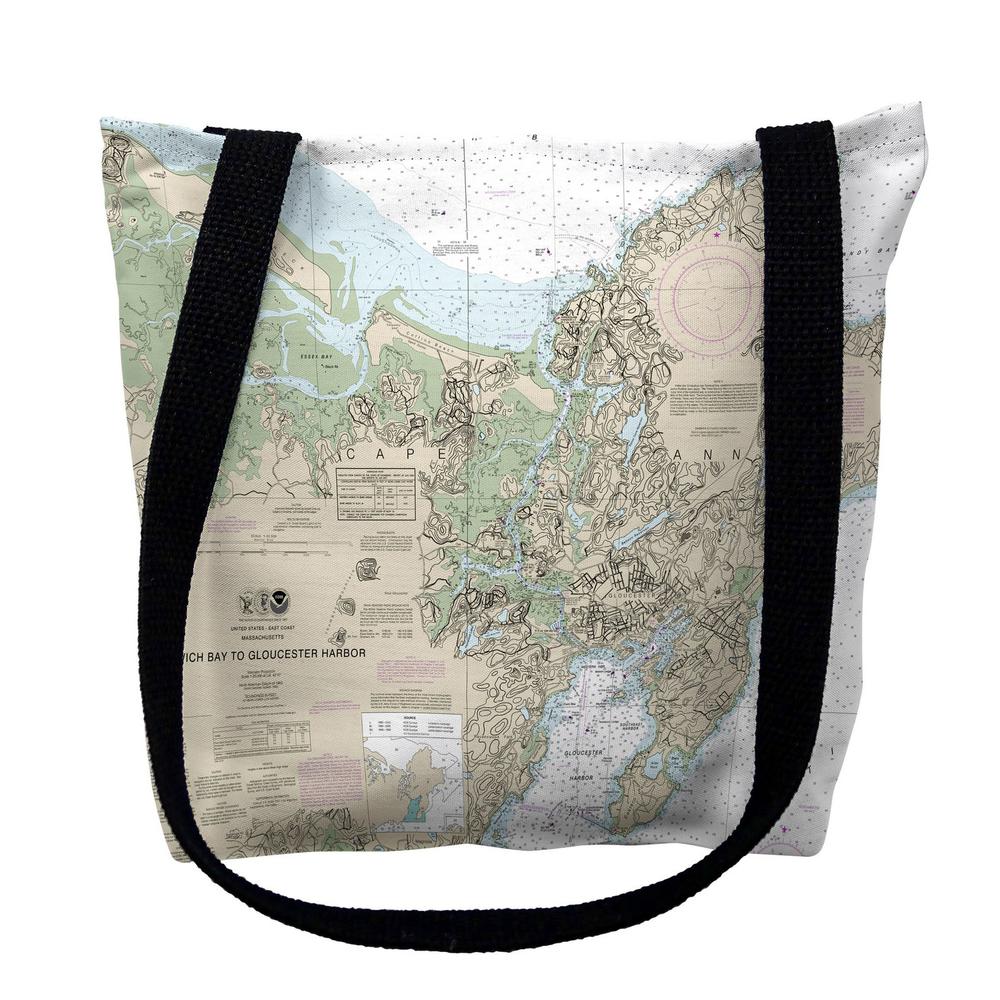 Ipswich Bay to Gloucester Harbor, MA Nautical Map Medium Tote Bag 16x16. Picture 1