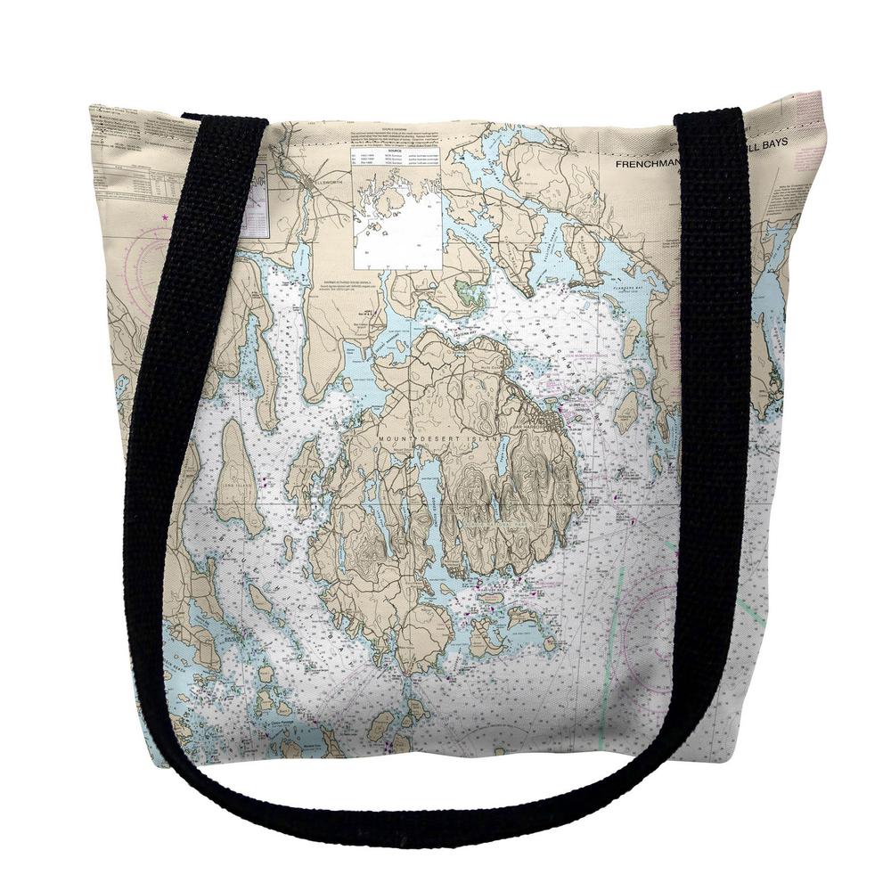 Frenchman and Blue Hill Bays, ME Nautical Map Medium Tote Bag 16x16. Picture 1