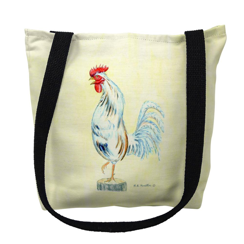 White Rooster on Yellow Small Tote Bag 13x13. Picture 1