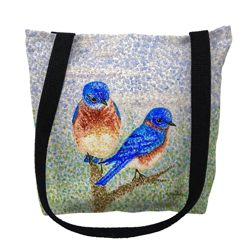 Two Blue Birds Large Tote Bag 18x18. Picture 1