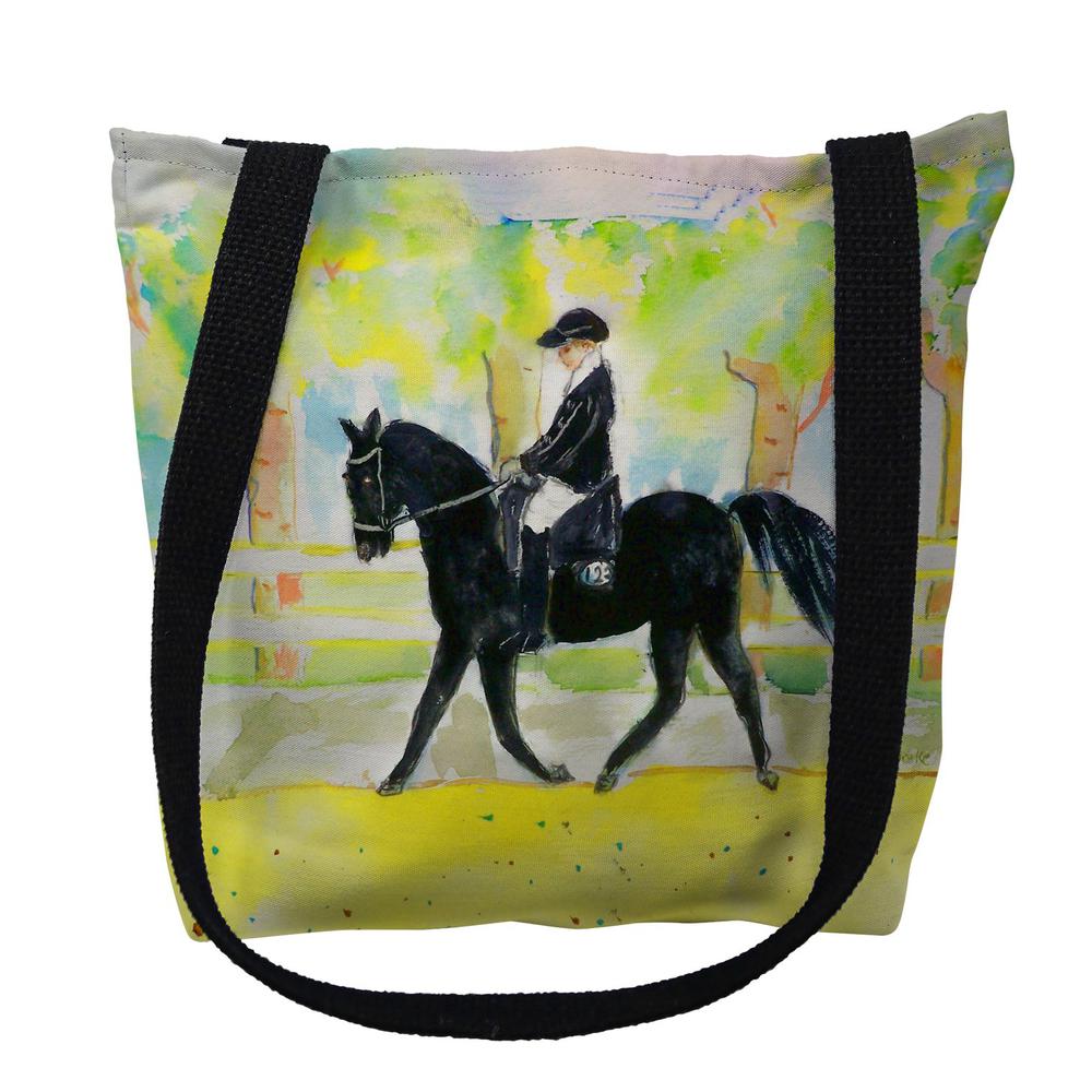 Black Horse & Rider Large Tote Bag 18x18. Picture 1