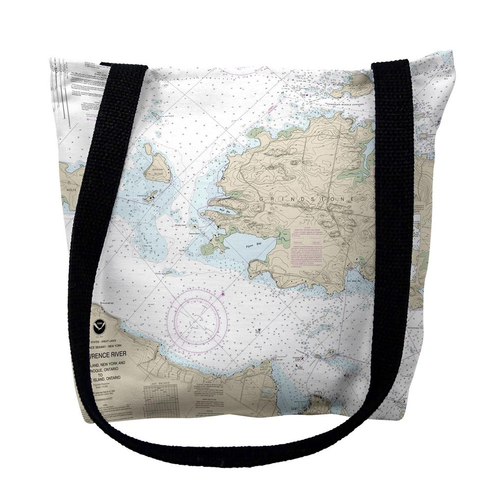 Grindstone Island, NY Nautical Map Medium Tote Bag 16x16. Picture 1