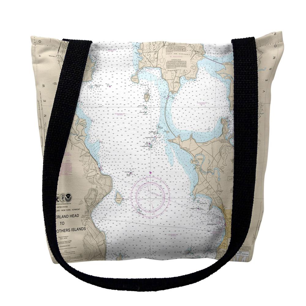 Cumberland Head to Four Brothers Islands, VT Nautical Map Medium Tote Bag 16x16. Picture 1