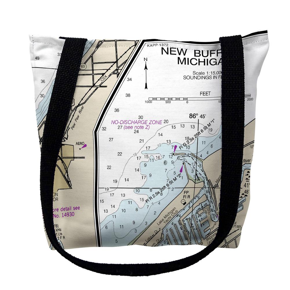 New Buffalo, MI Nautical Map Medium Tote Bag 16x16. Picture 1